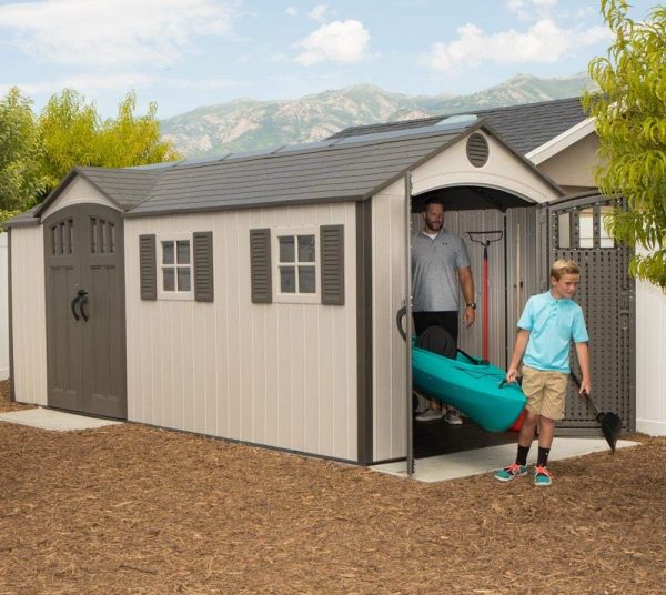 LIFETIME Shed, Desert Sand, 17.5 x 8 ft - Double Doors