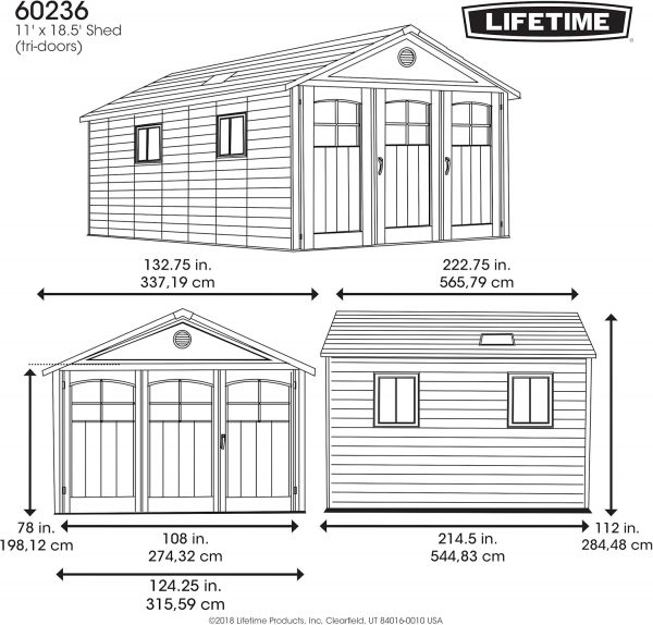 Lifetime Products 60236 11' x 18.5' Outdoor Storage Shed