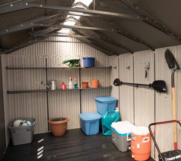 LIFETIME Shed, Desert Sand, 17.5 x 8 ft - Double Doors