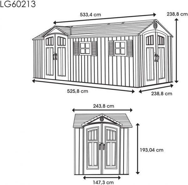 LIFETIME Shed, Desert Sand, 17.5 x 8 ft - Double Doors
