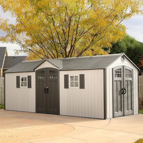 Lifetime 60127 20 x 8 Ft. Outdoor Storage Shed, Desert Sand