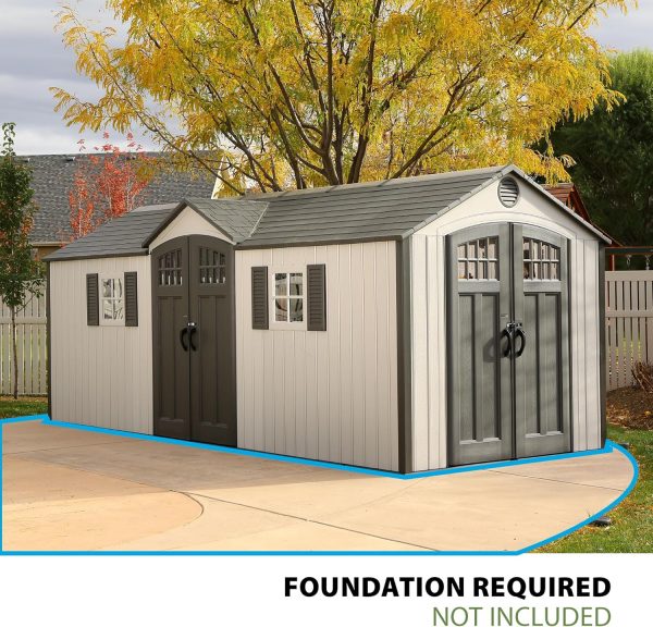 Lifetime 60127 20 x 8 Ft. Outdoor Storage Shed, Desert Sand