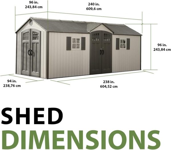 Lifetime 60127 20 x 8 Ft. Outdoor Storage Shed, Desert Sand